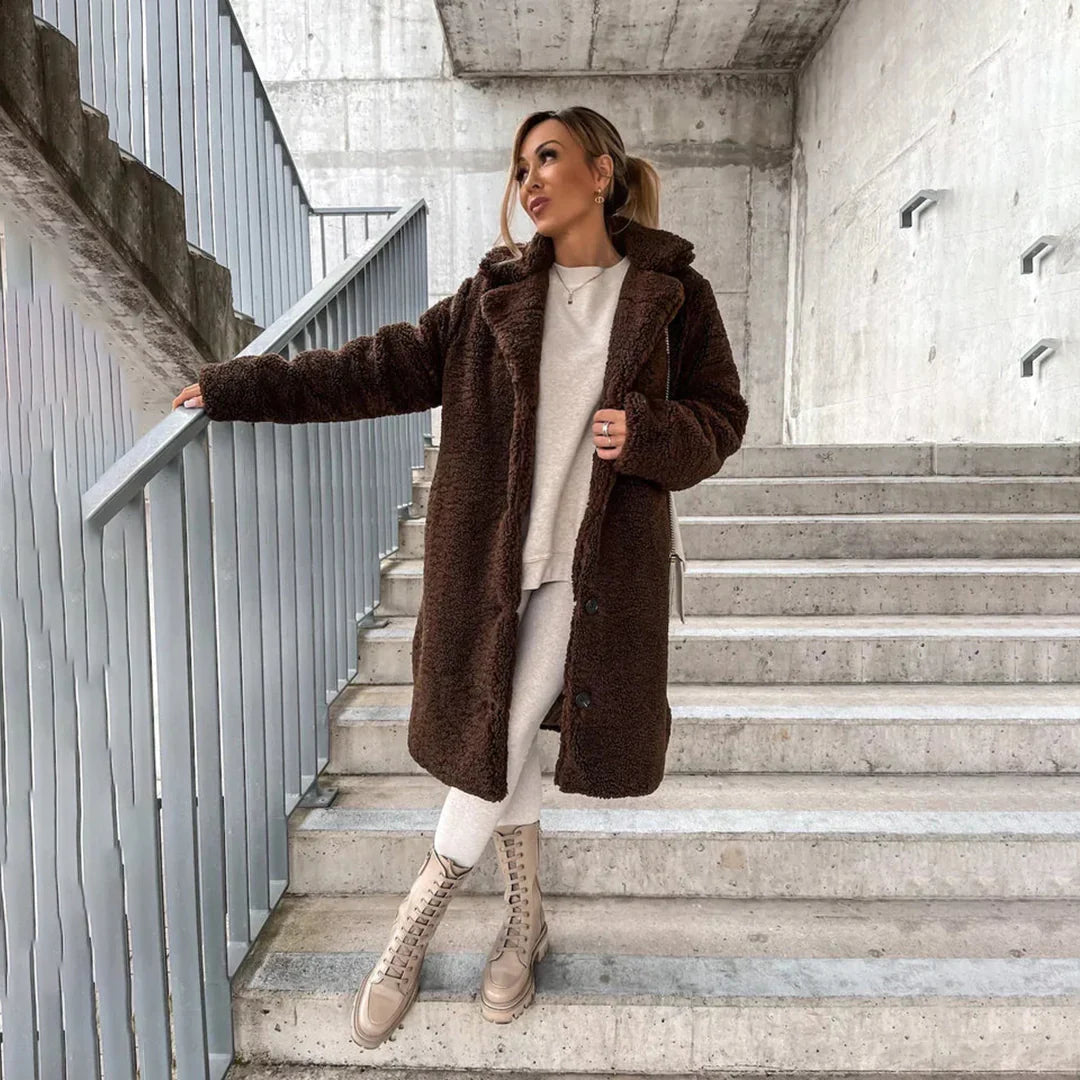 Vivian | Lange teddy jas voor dames - Fashion Lab