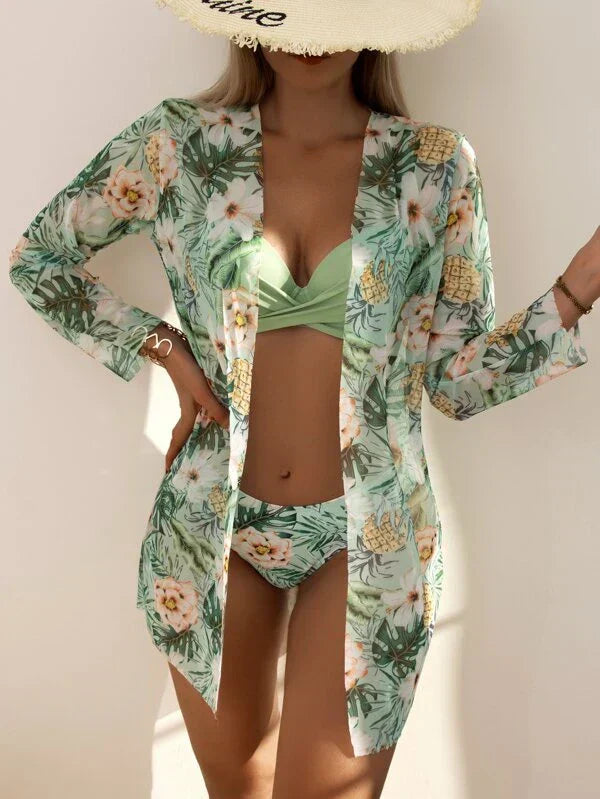 set voor dames β Lapina | Drie Delige Bikini Set Met Bloemenprint