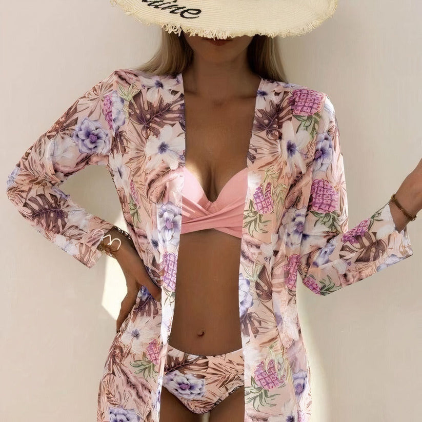 set voor dames β Lapina | Drie Delige Bikini Set Met Bloemenprint