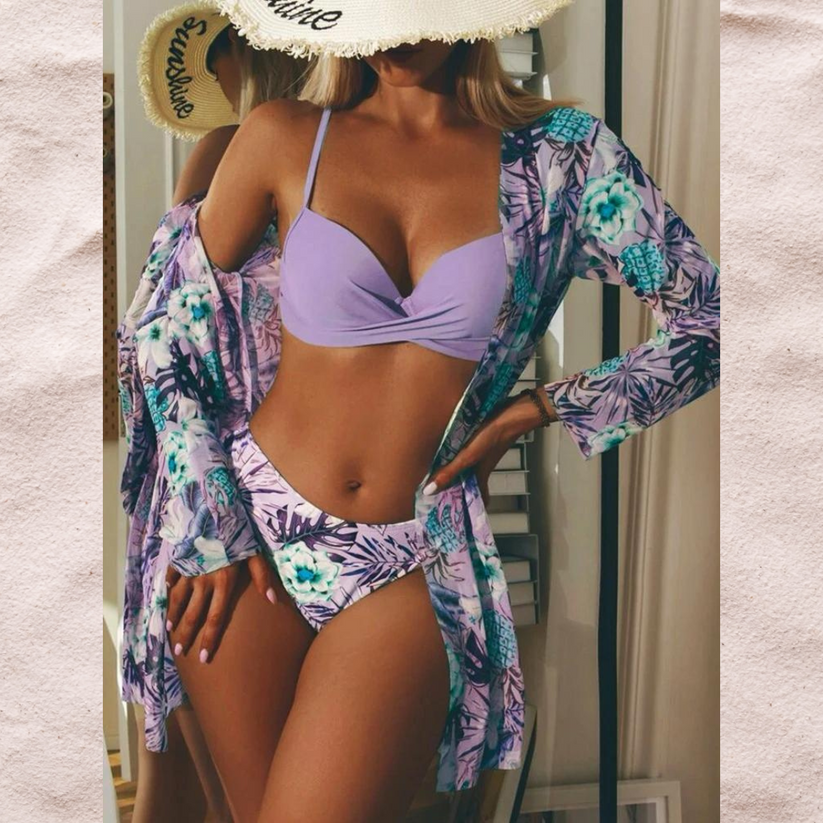 set voor dames β Lapina | Drie Delige Bikini Set Met Bloemenprint