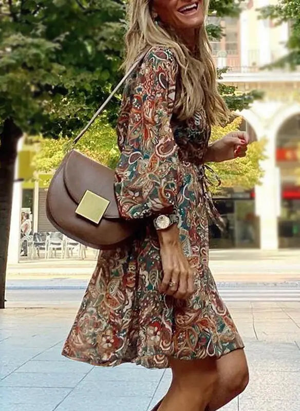 jurk voor dames – Merida | Fleurige Zomerjurk Met V-hals