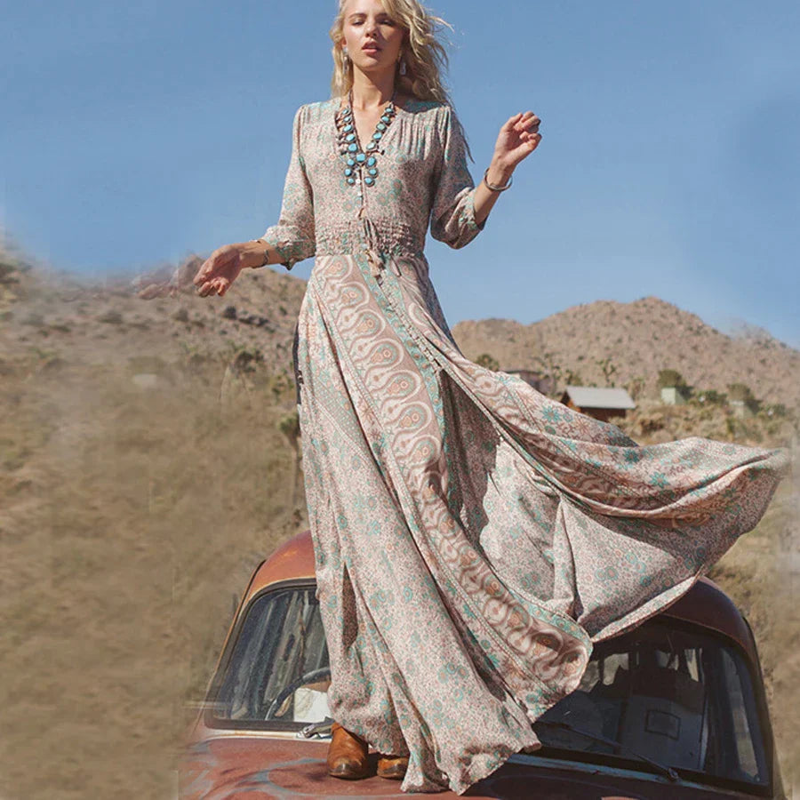 Naphisa | Bohemian Maxi Jurk Met Split - Fashion Lab