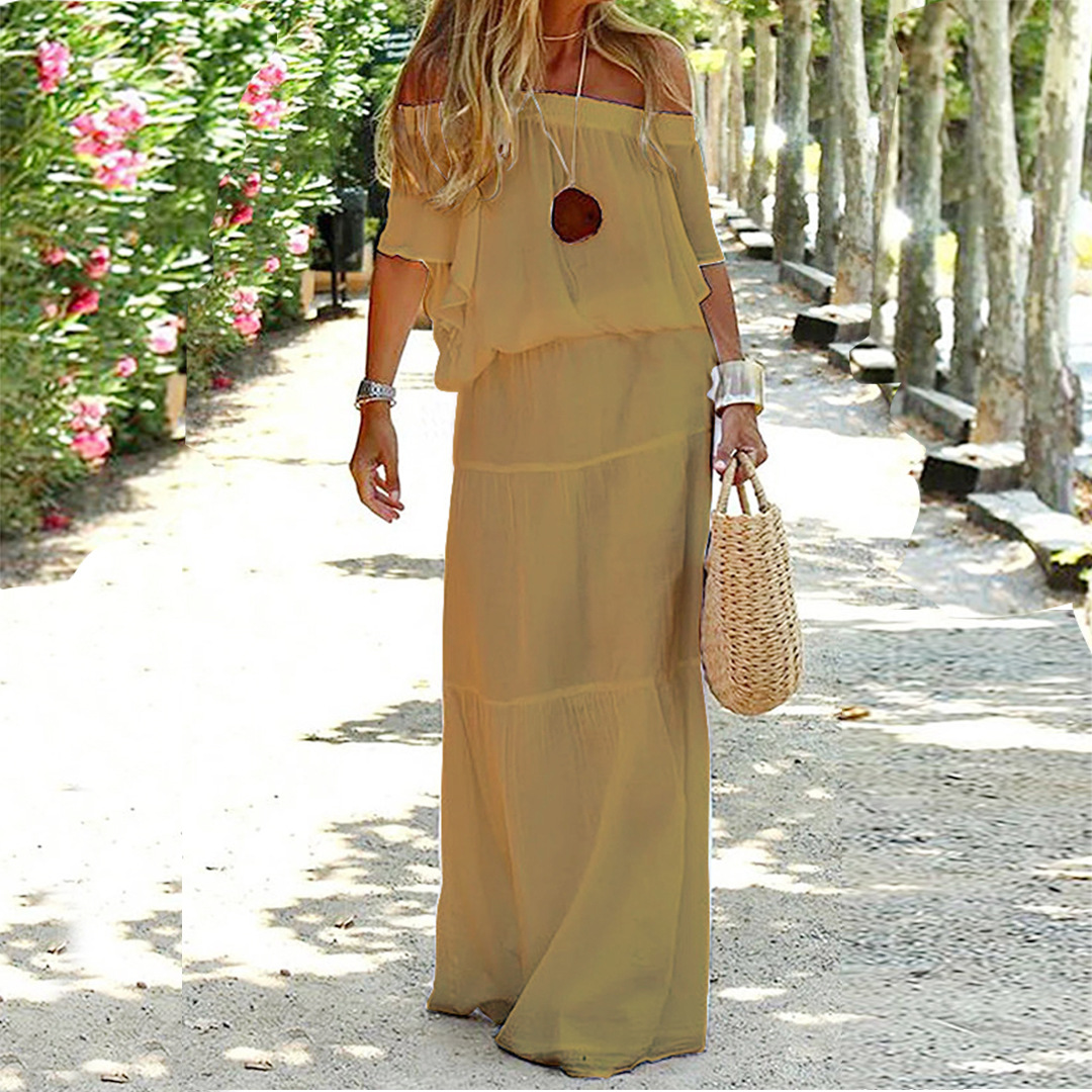 Natalia | Stijlvolle Zomerjurk Met Blote Schouders - Fashion Lab