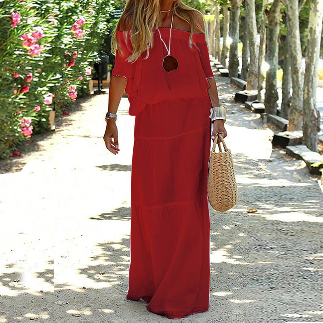 Natalia | Stijlvolle Zomerjurk Met Blote Schouders - Fashion Lab