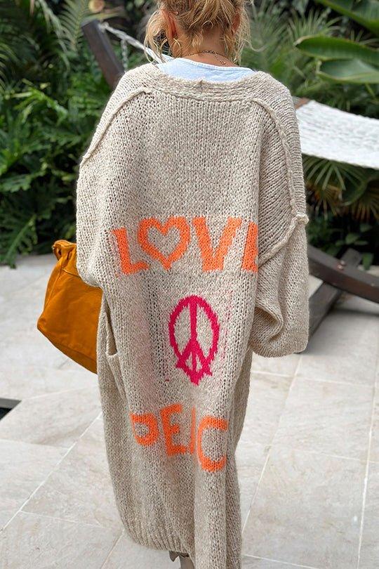 Dunya | Vintage Oversized Love En Peace Cardigan - Fashion Lab