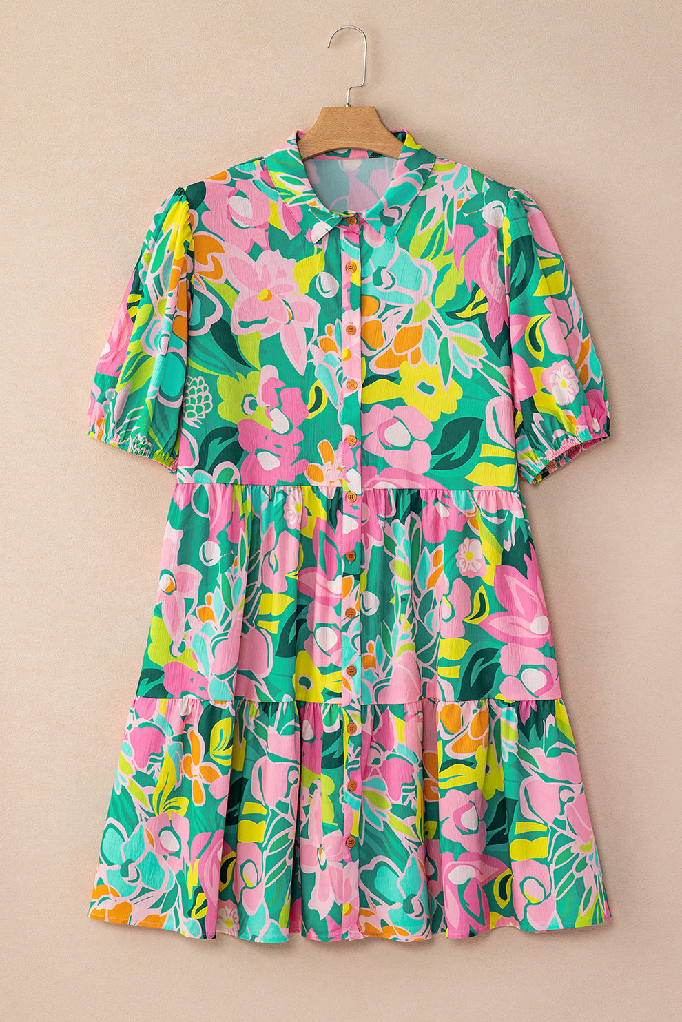 Paloma | Jurk Met Bloemen En Pofmouwen - Fashion Lab