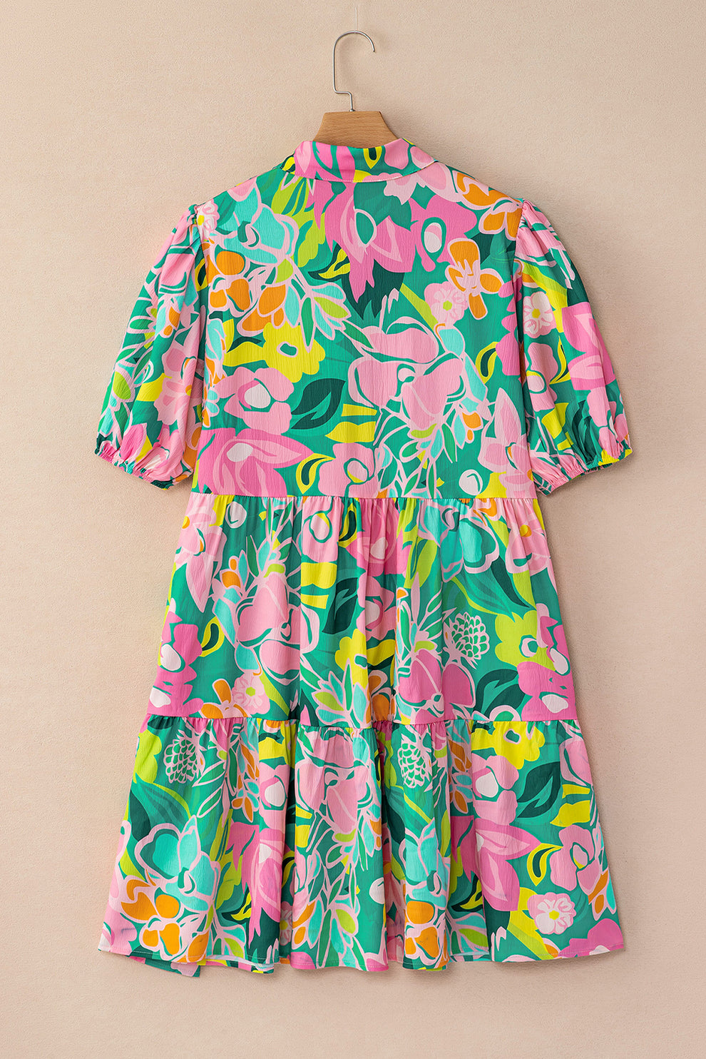 Paloma | Jurk Met Bloemen En Pofmouwen - Fashion Lab
