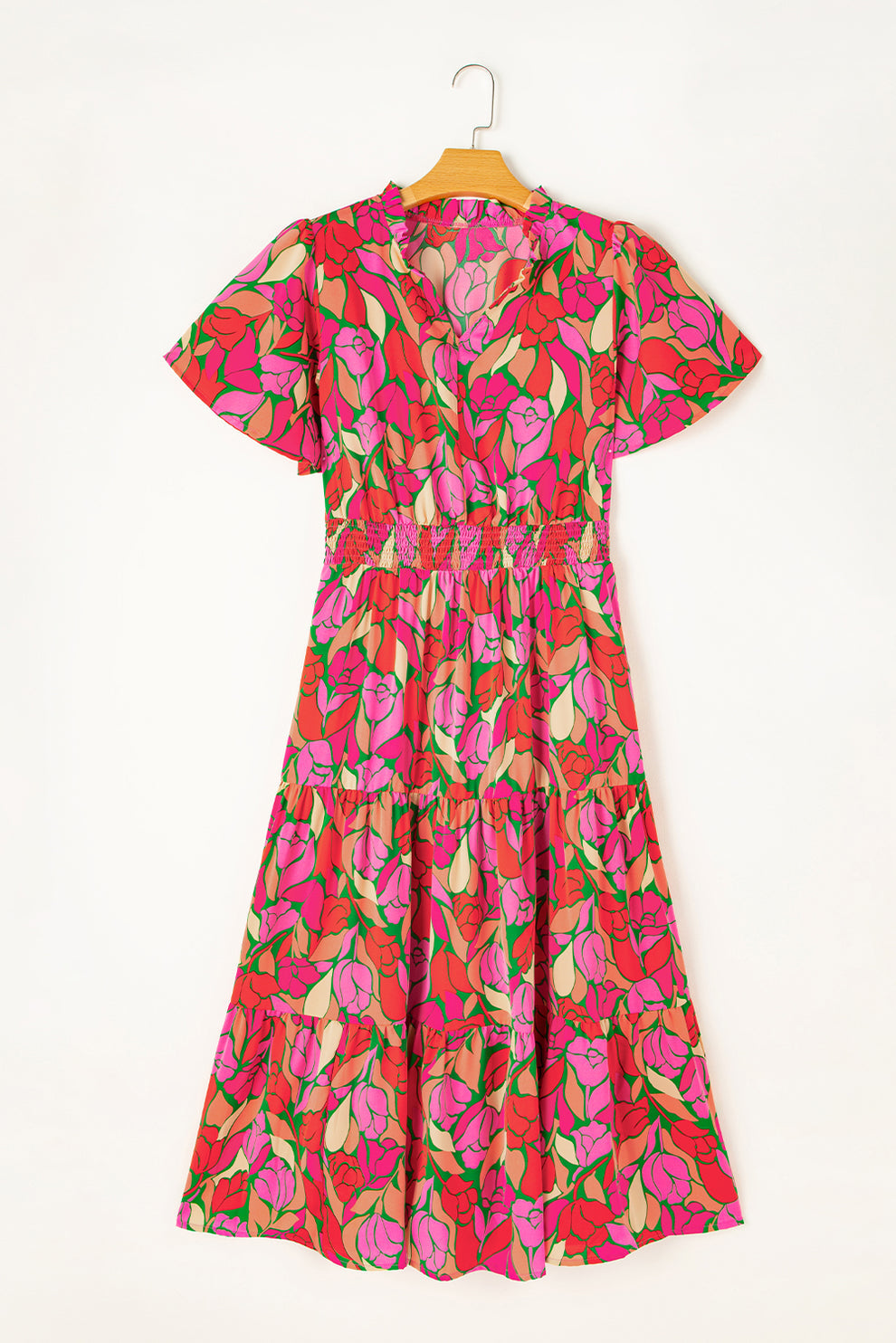 Pamela | Maxi Jurk Met Bloemenprint En Korte Mouwen - Fashion Lab