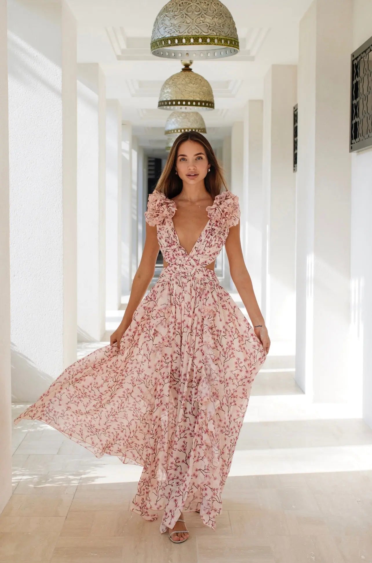 Kayleigh | Floral Ruffle Maxi Jurk - Fashion Lab