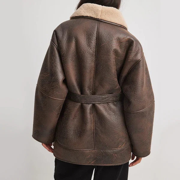 Raquel | Kunstleren Jack Met Sherpa-Voering En Riem - Fashion Lab