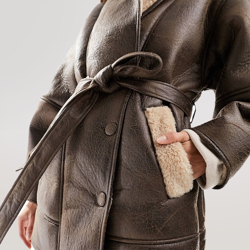 Raquel | Kunstleren Jack Met Sherpa-Voering En Riem - Fashion Lab