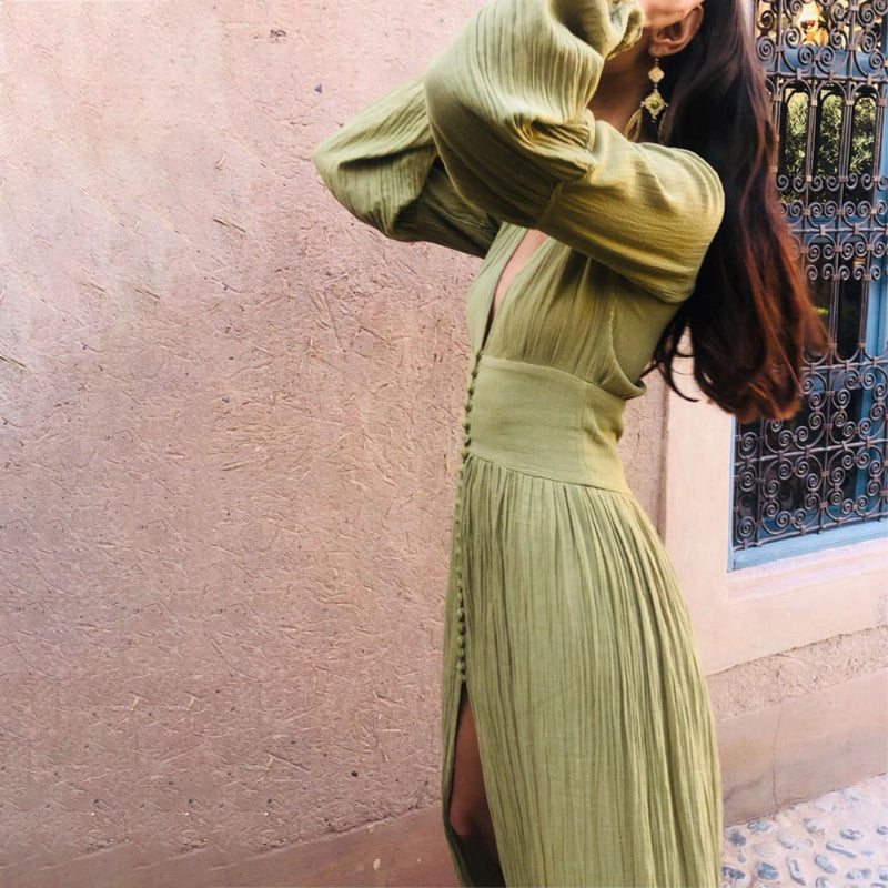 Jurk voor dames – Sierra | Lange Boho V-hals Maxi Jurk