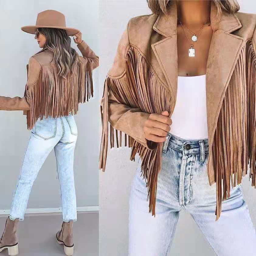 Jas voor dames – Suede | jasje met franjes