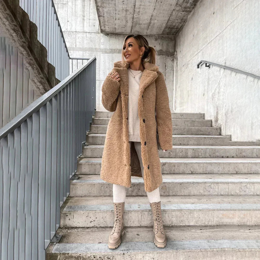 Vivian | Lange teddy jas voor dames - Fashion Lab