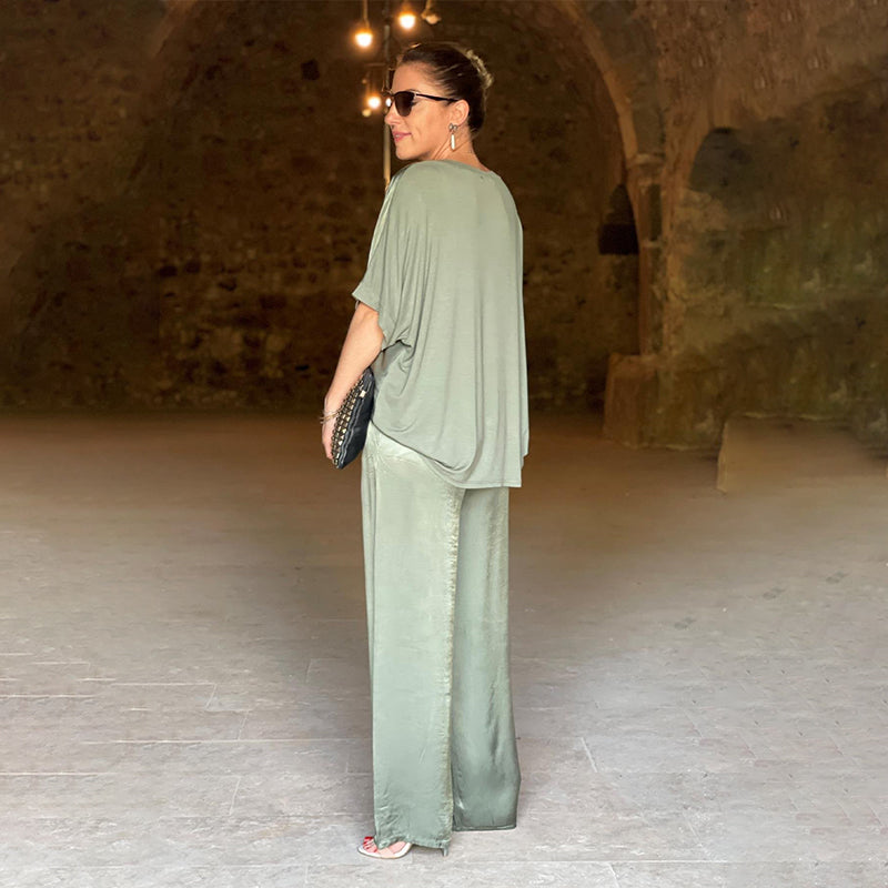 Set voor dames – Tyrell | Elegante Oversized Tweedelige Set Met V-Hals