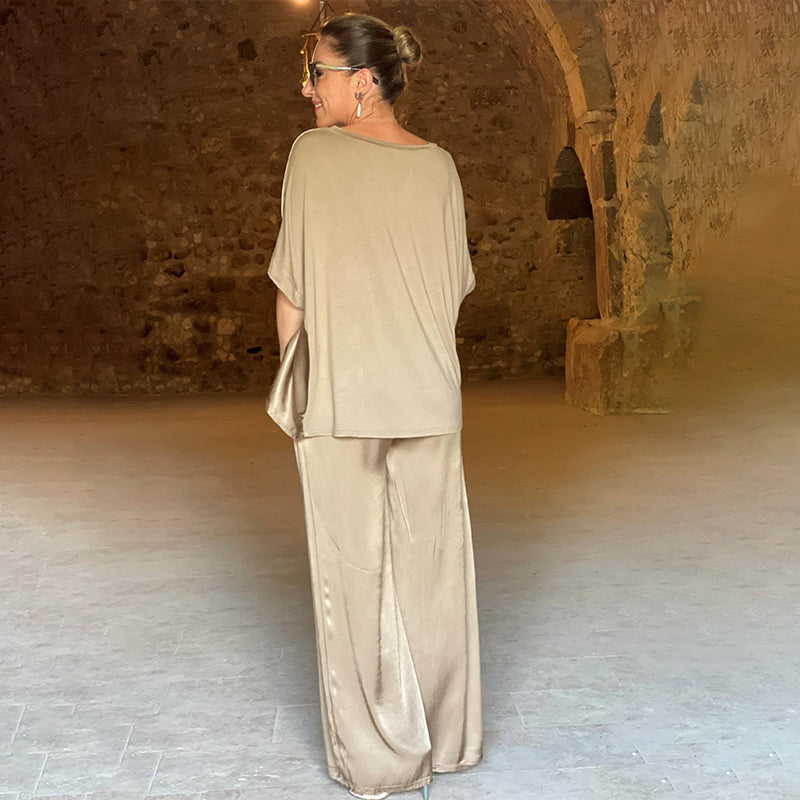Set voor dames – Tyrell | Elegante Oversized Tweedelige Set Met V-Hals