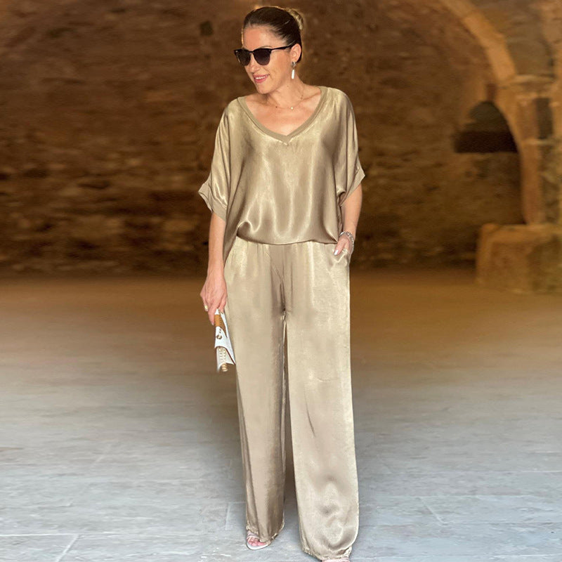 Set voor dames – Tyrell | Elegante Oversized Tweedelige Set Met V-Hals