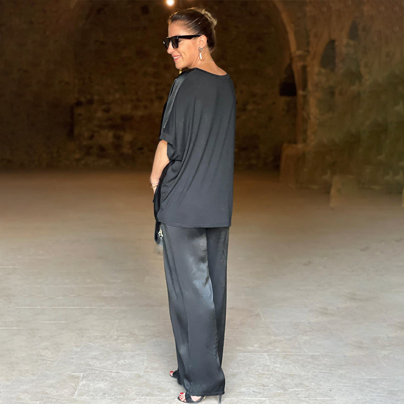 Set voor dames – Tyrell | Elegante Oversized Tweedelige Set Met V-Hals
