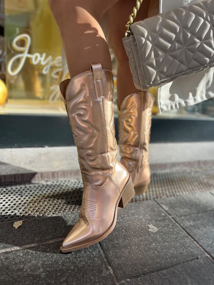Laarzen voor dames – Valerie | Cowboylaarzen dames metallic