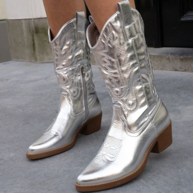 Laarzen voor dames – Valerie | Cowboylaarzen dames metallic