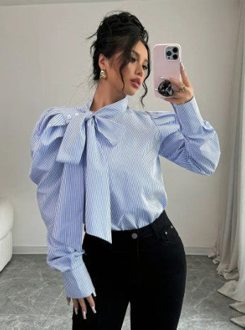 blouse voor dames โ Zahara | Elegante Oversized Katoenen Blouse Met Strik