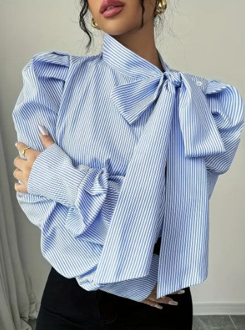 blouse voor dames โ Zahara | Elegante Oversized Katoenen Blouse Met Strik