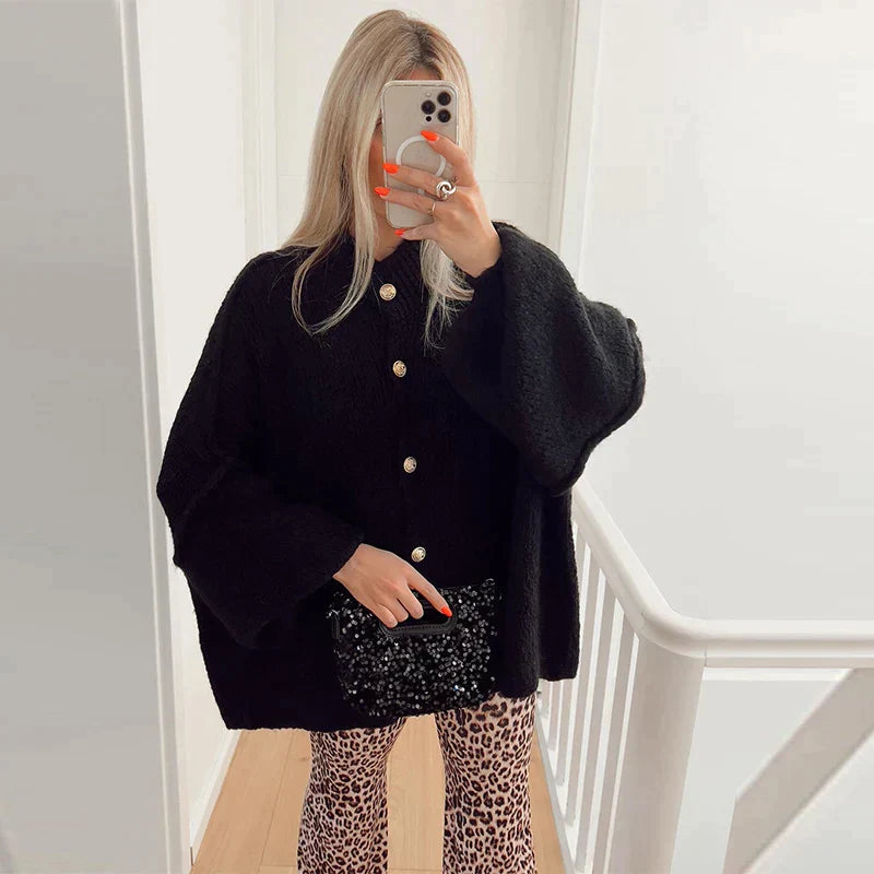 Zara | Oversized Cardigan Met Gouden Knopen - Fashion Lab