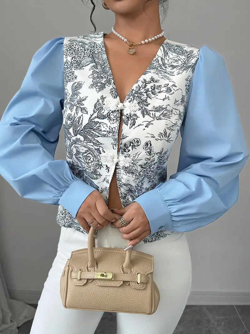 blouse voor dames โ Zelda | Vintage Katoenen Blouse Met Pofmouwtjes