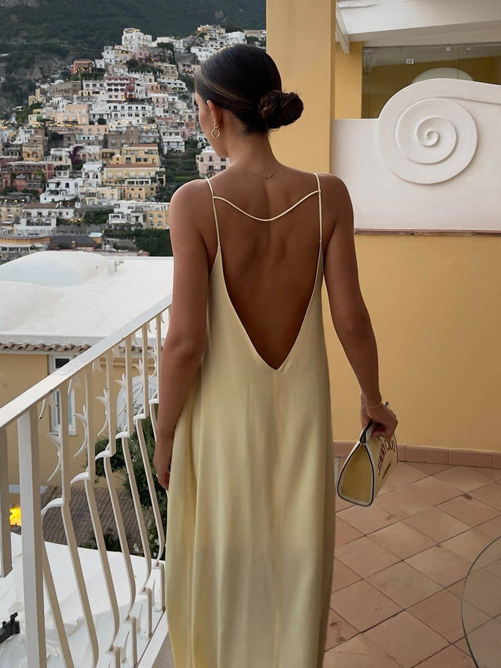 Zelda | Rugloze Satijnen Vakantie Lange Jurk - Fashion Lab