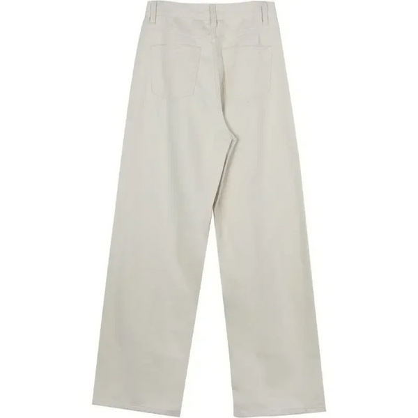 broek voor dames – Zinnia | Casual Beige Lage Taille Loose Fit Uitlopende Broek Voor Vrouwen