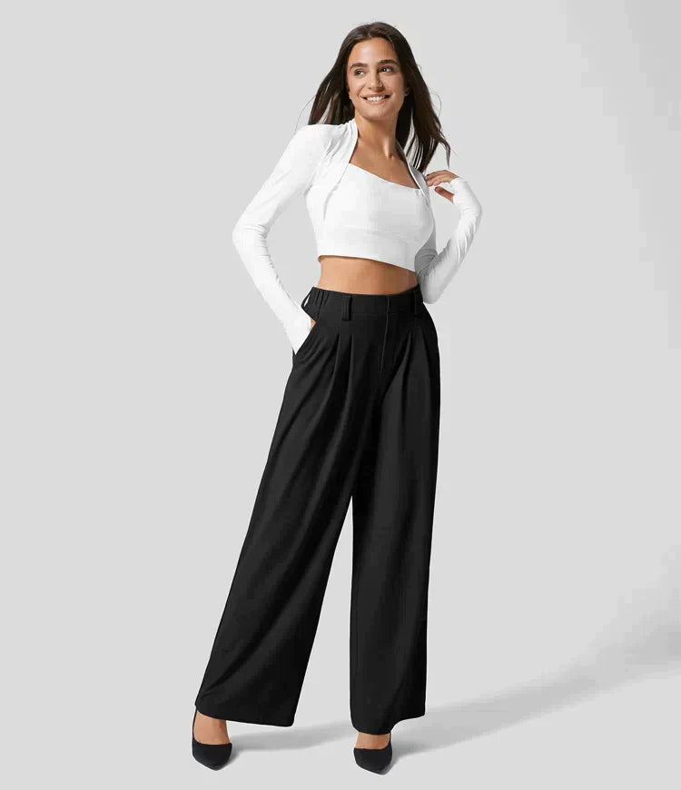 Anneliese | Plissé Wide-Leg Trousers - Fashion Lab