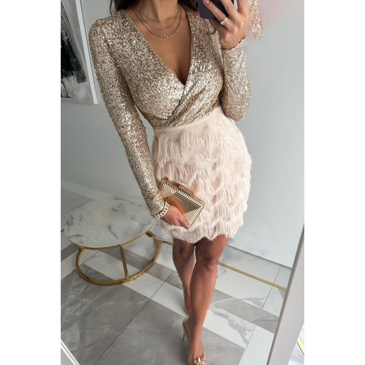 Letje | Glitter & Fringe Mini-Jurk - Fashion Lab