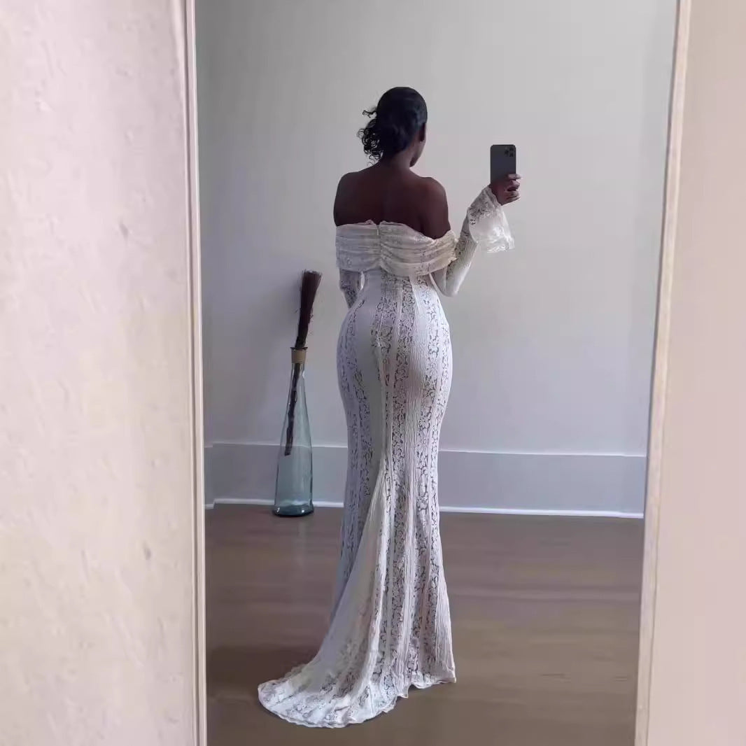 Alladitta | Lace Off Shoulder Cutout Maxi Dress - Fashion Lab