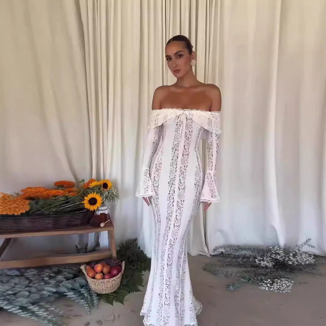 Alladitta | Lace Off Shoulder Cutout Maxi Dress - Fashion Lab