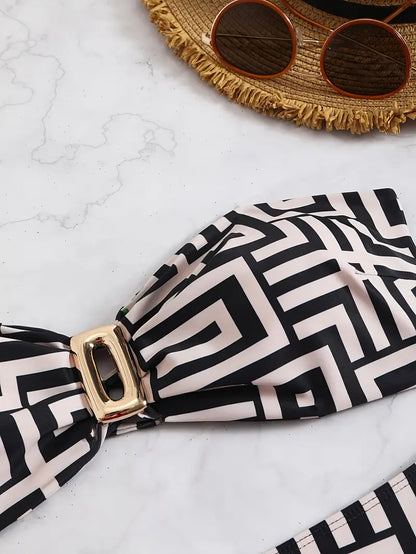 Luella | Geometrische Bandeau Bikini Set - Fashion Lab