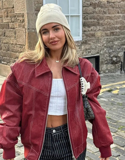 Liz | Oversized leren jas - Fashion Lab