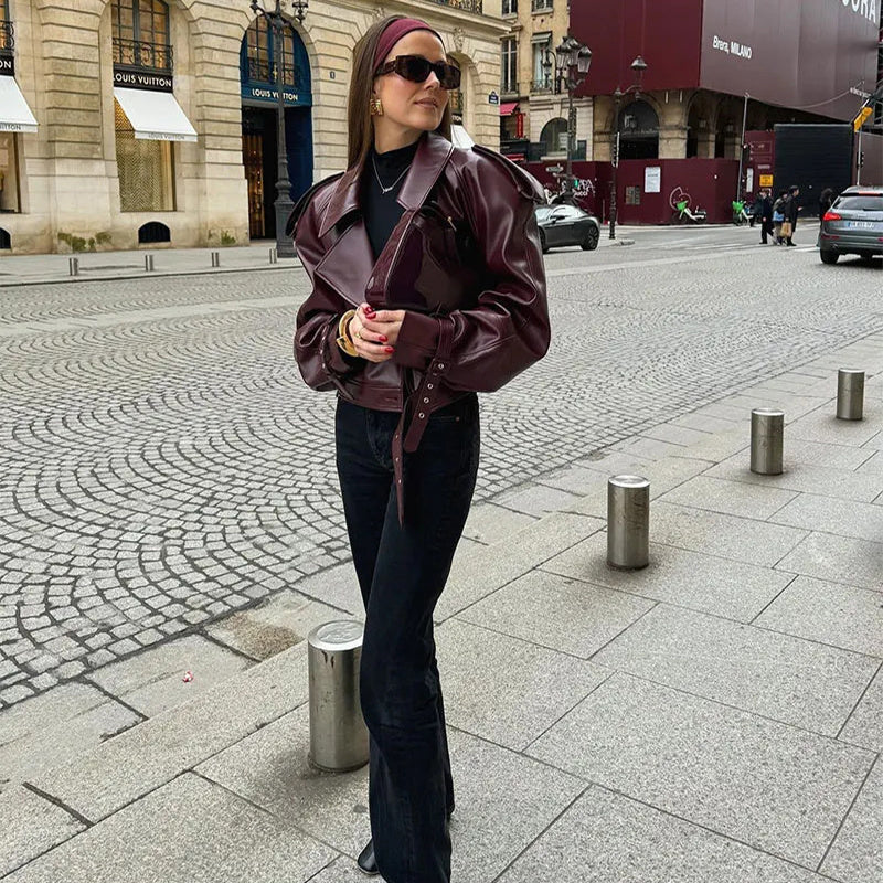 Isabel | Leren Cropped Jacket - Fashion Lab