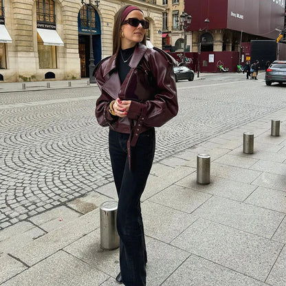 Isabel | Leren Cropped Jacket - Fashion Lab