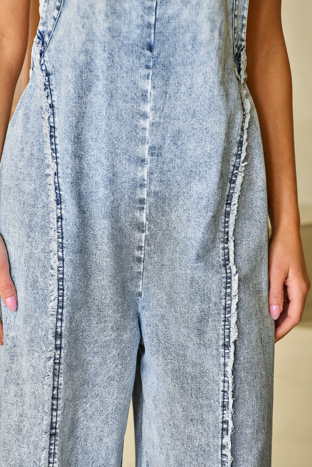 Blauwe | denim overall met wijde pijpen - Fashion Lab