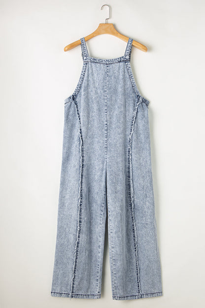 Blauwe | denim overall met wijde pijpen - Fashion Lab