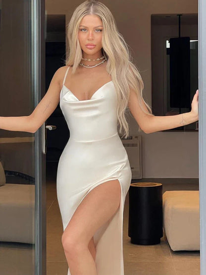 ARIELLE | Satijnen maxi-jurk - Fashion Lab