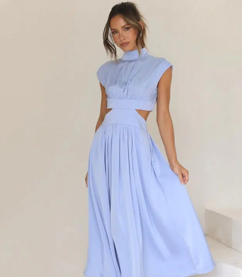 Polina | Lange Mock Neck Cut Out Jurk - Fashion Lab