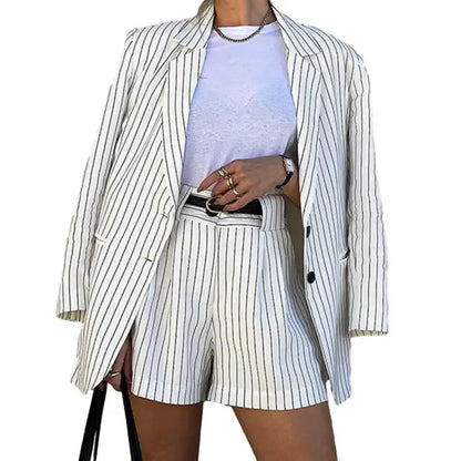 Frances | Gestreepte Blazer Set met Short - Fashion Lab