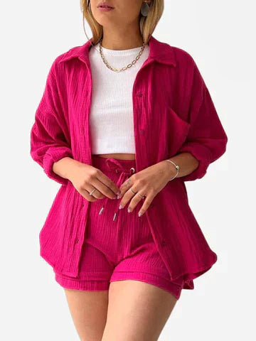 Pearl | Loungewear Set met Overhemd en Shorts - Fashion Lab