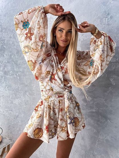 Irene | Chiffon Playsuit met Tropische Print - Fashion Lab