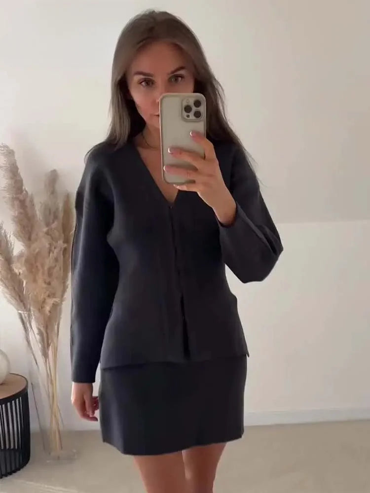 Belia | Gebreide Co-ord Rokset - Fashion Lab
