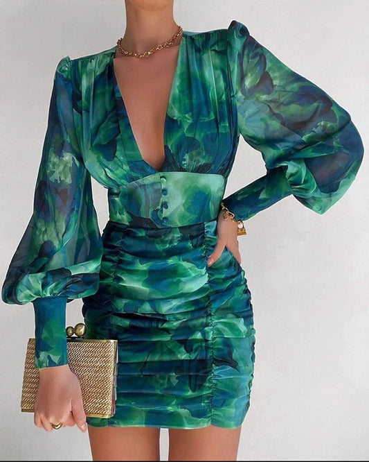 Jorien | Bloemenprint Ruche Jurk - Fashion Lab