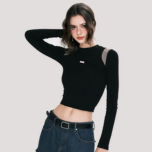 Tabitha | Minimalistische Crop Top met Mesh-Details - Fashion Lab