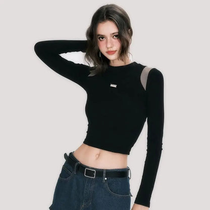 Tabitha | Minimalistische Crop Top met Mesh-Details - Fashion Lab
