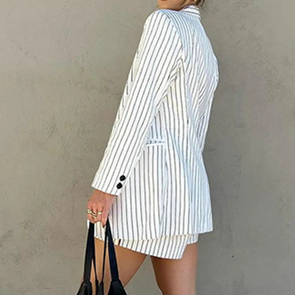 Frances | Gestreepte Blazer Set met Short - Fashion Lab
